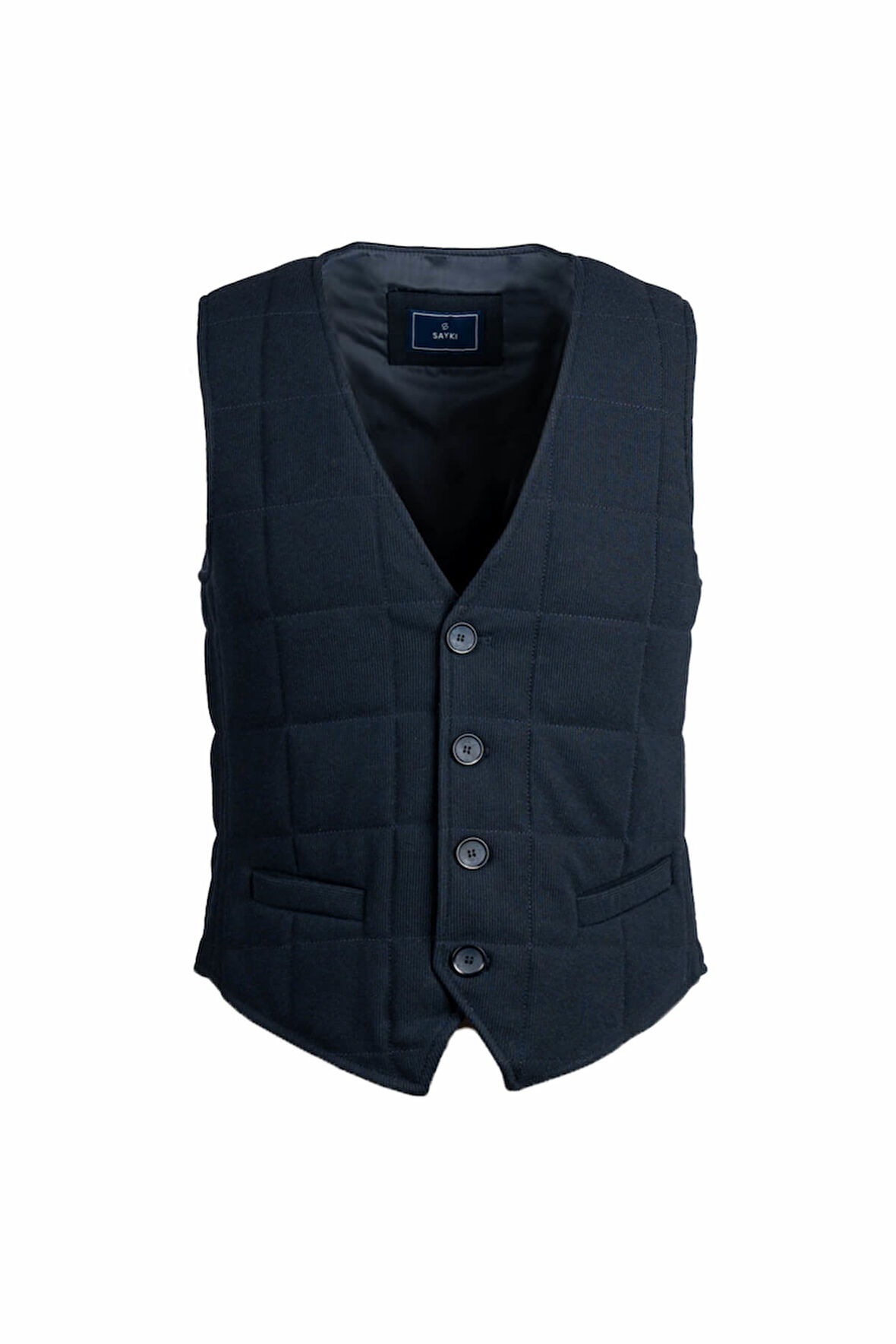 Lacivert Regular Fit V Yaka Kapitone Yelek | M