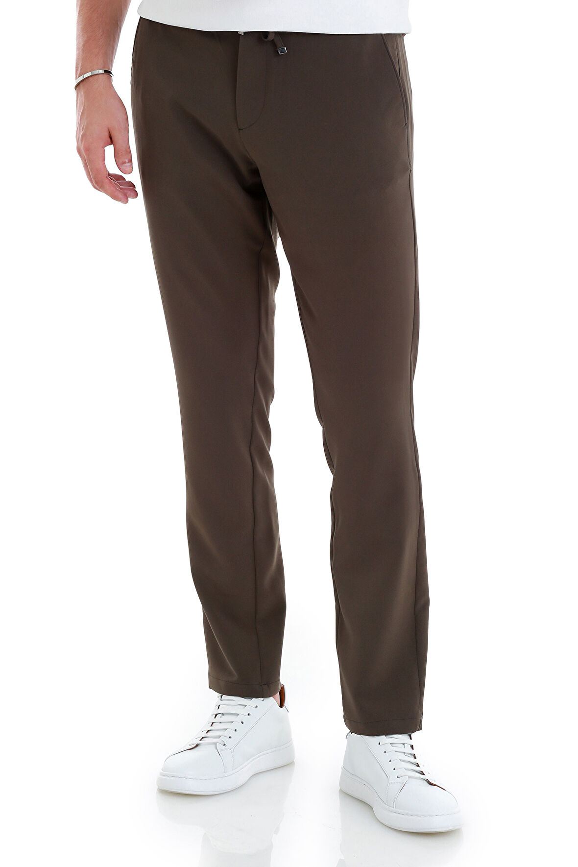 Haki Dinamik Fit Düz Yandan Cepli Jogger Pantolon | 34