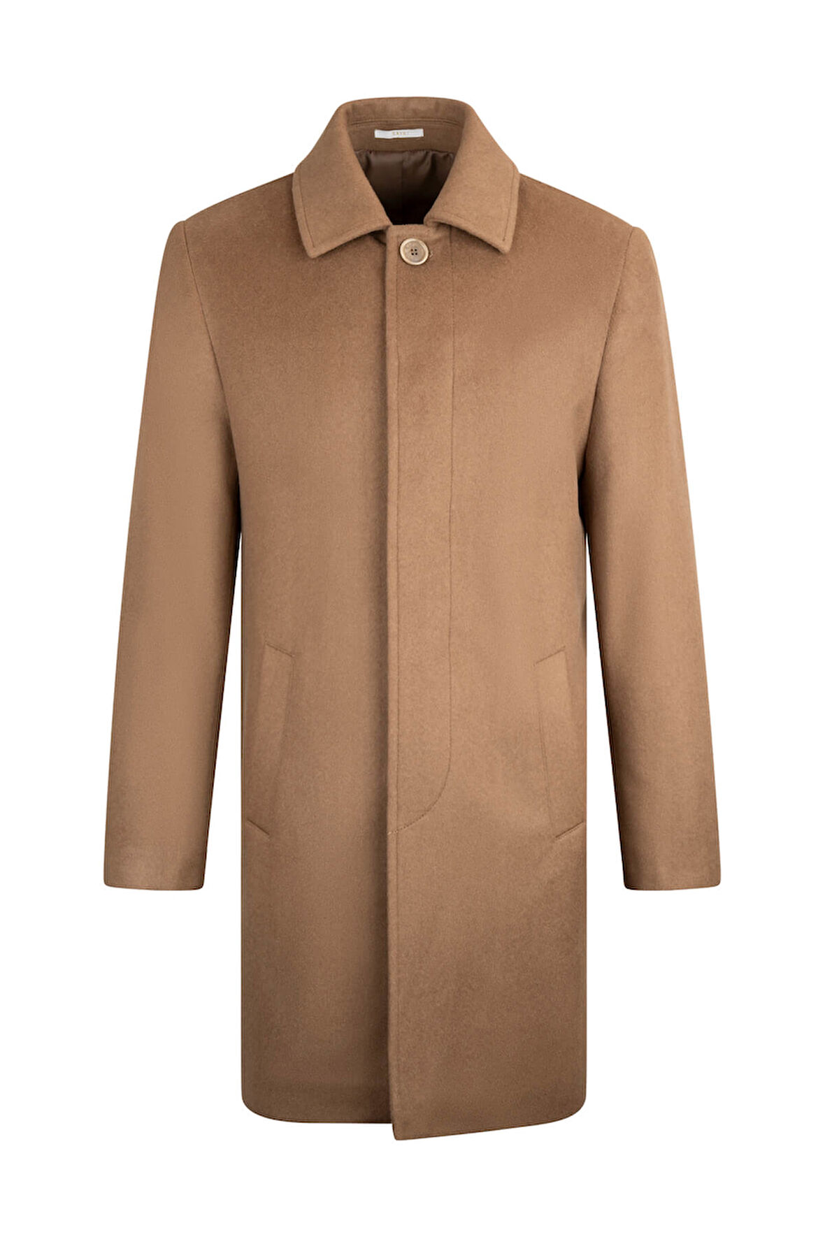 Camel Regular Fit Bebe Yaka Kaşe Yünlü Palto | XL