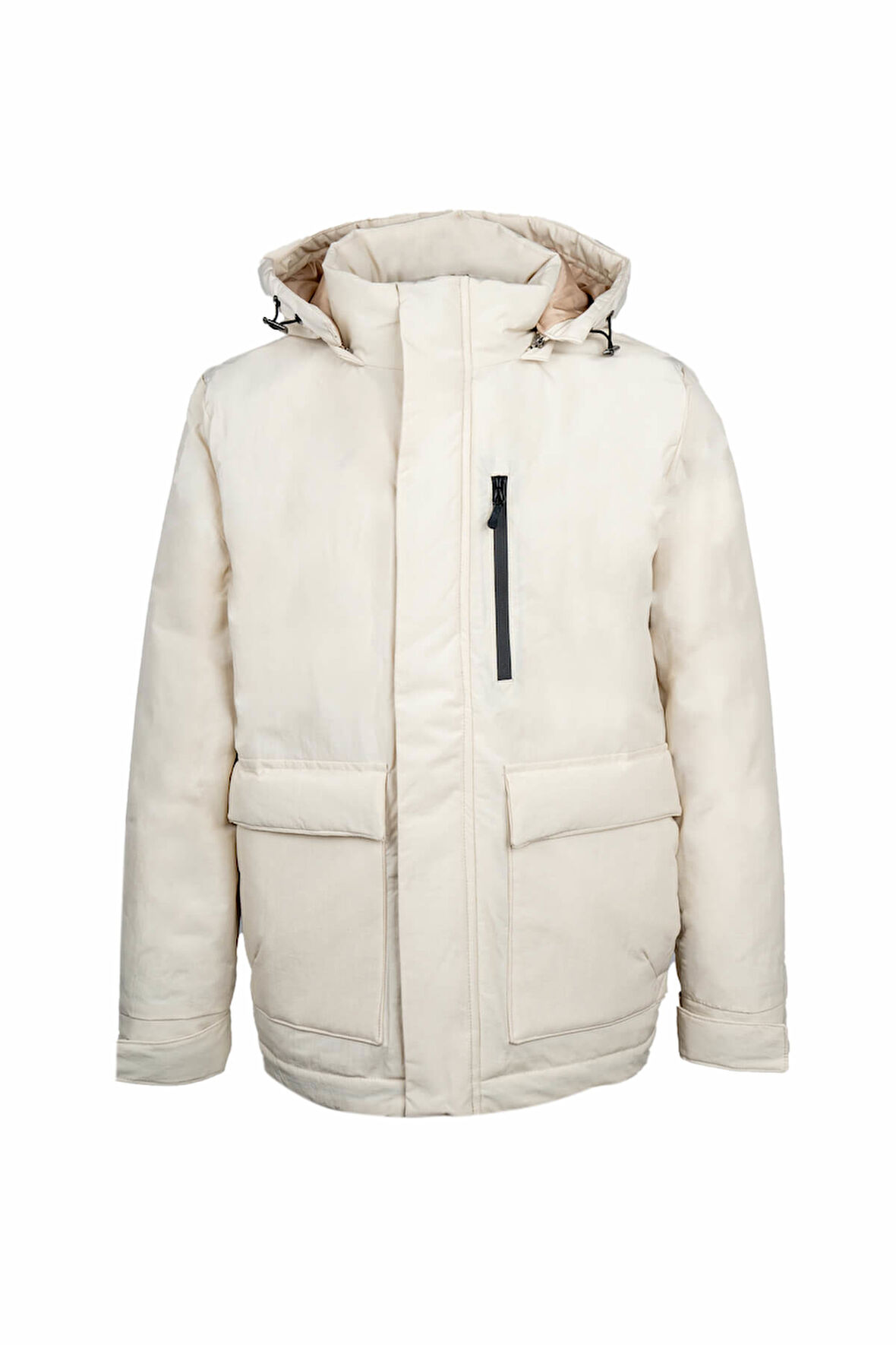 Taş Regular Fit Hakim Yaka Kapüşonlu Kaban | L