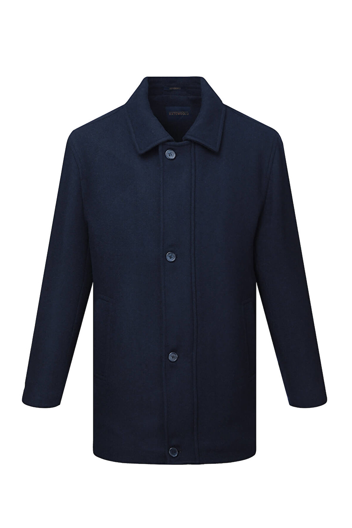 Lacivert Regular Fit Bebe Yaka Yünlü Kaban | L