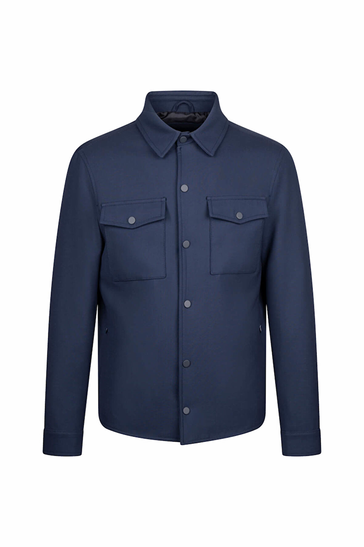 Lacivert Regular Fit Bebe Yaka Yünlü Kaşe Mont | XL