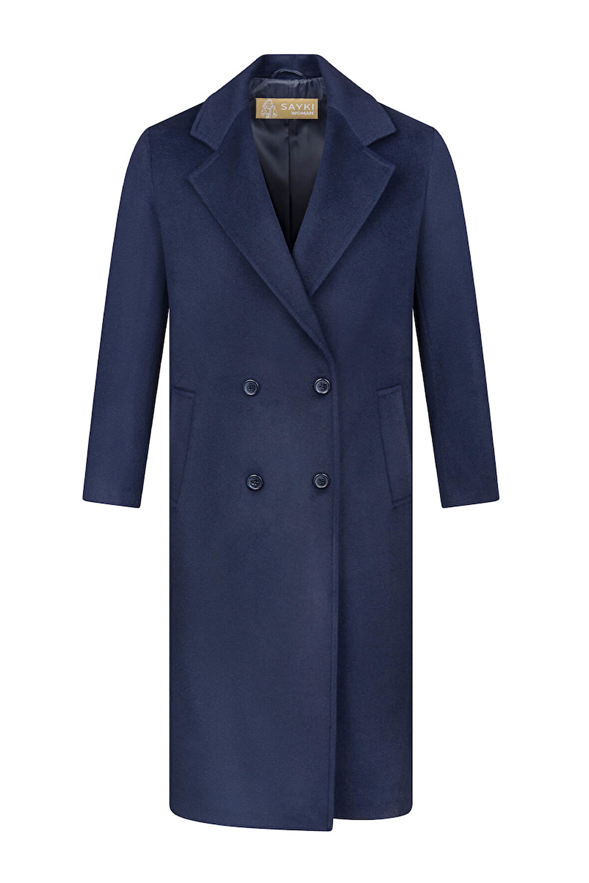 Saykı Woman Lacivert Regular Fit Mono Yaka Kaşe Manto | XS