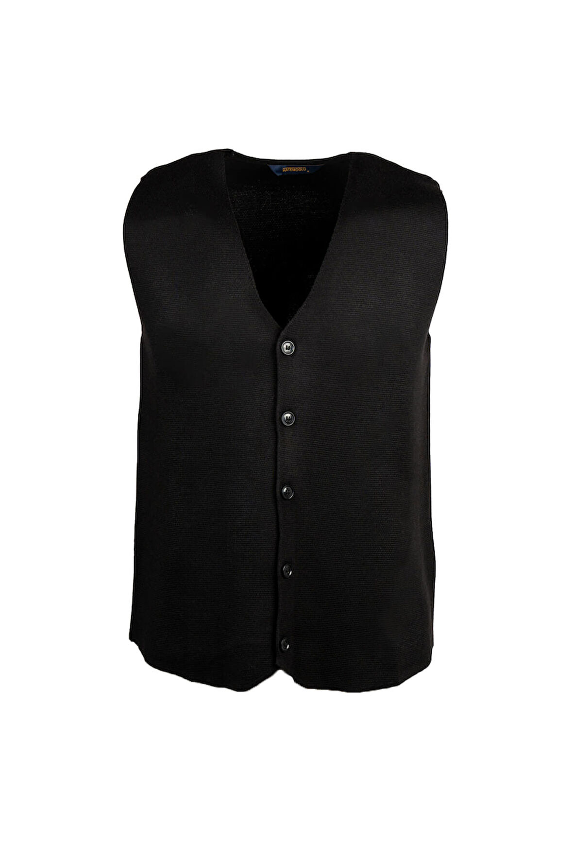 Siyah Regular Fit V Yaka Yünlü Triko Yelek | M
