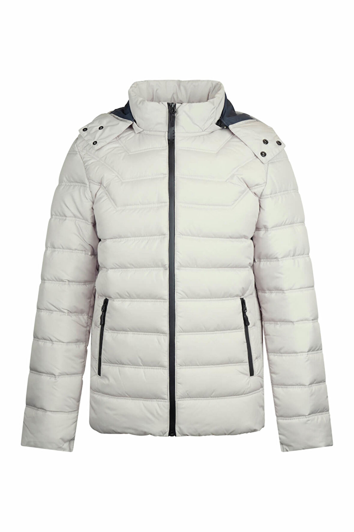 Taş Slim Fit Hakim Yaka Kapüşonlu Şişme Mont | XS