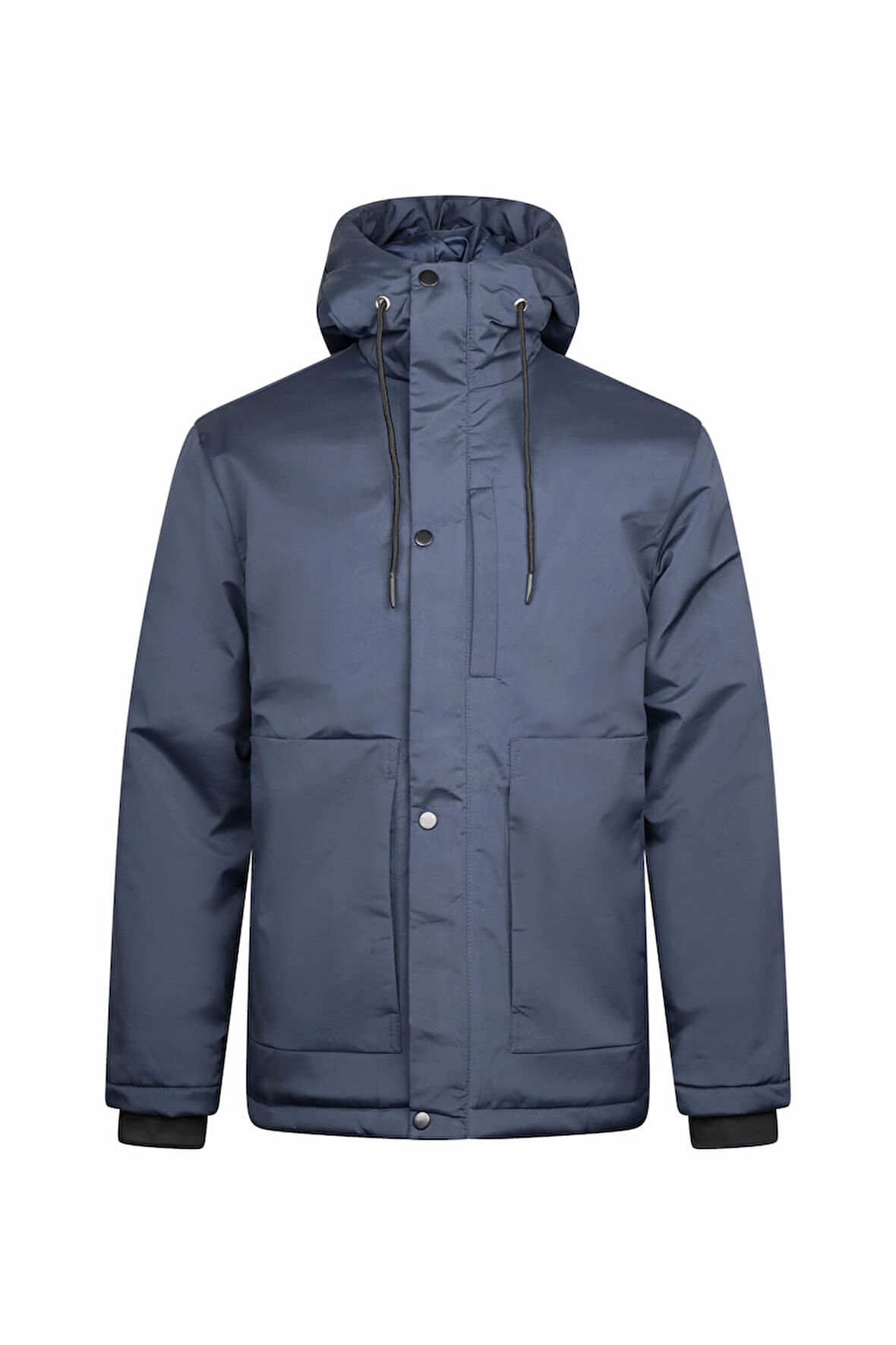 Lacivert Regular Fit Hakim Yaka Kapüşonlu Şişme Mont | L