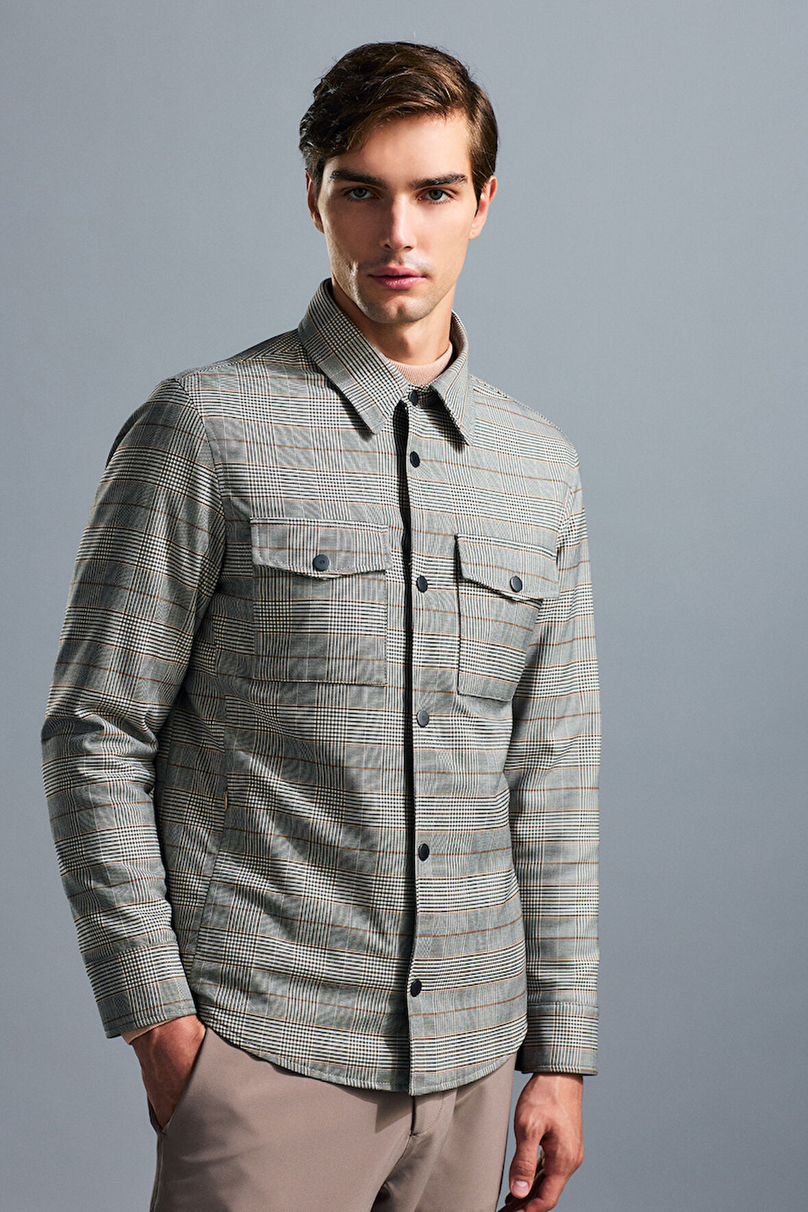 Gri Regular Fit Elyaflı Mont | M