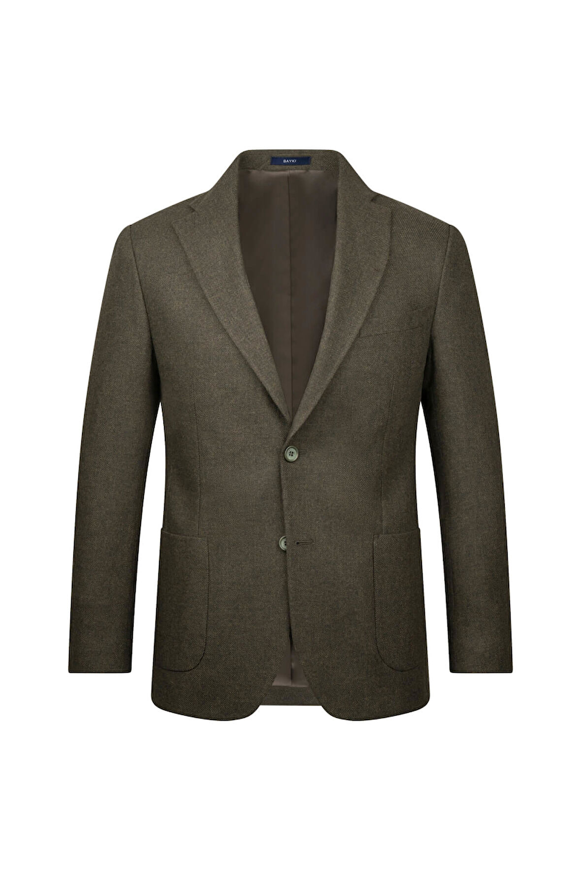 Haki Comfort Fit Mono Yaka Yünlü Klasik Ceket | 60