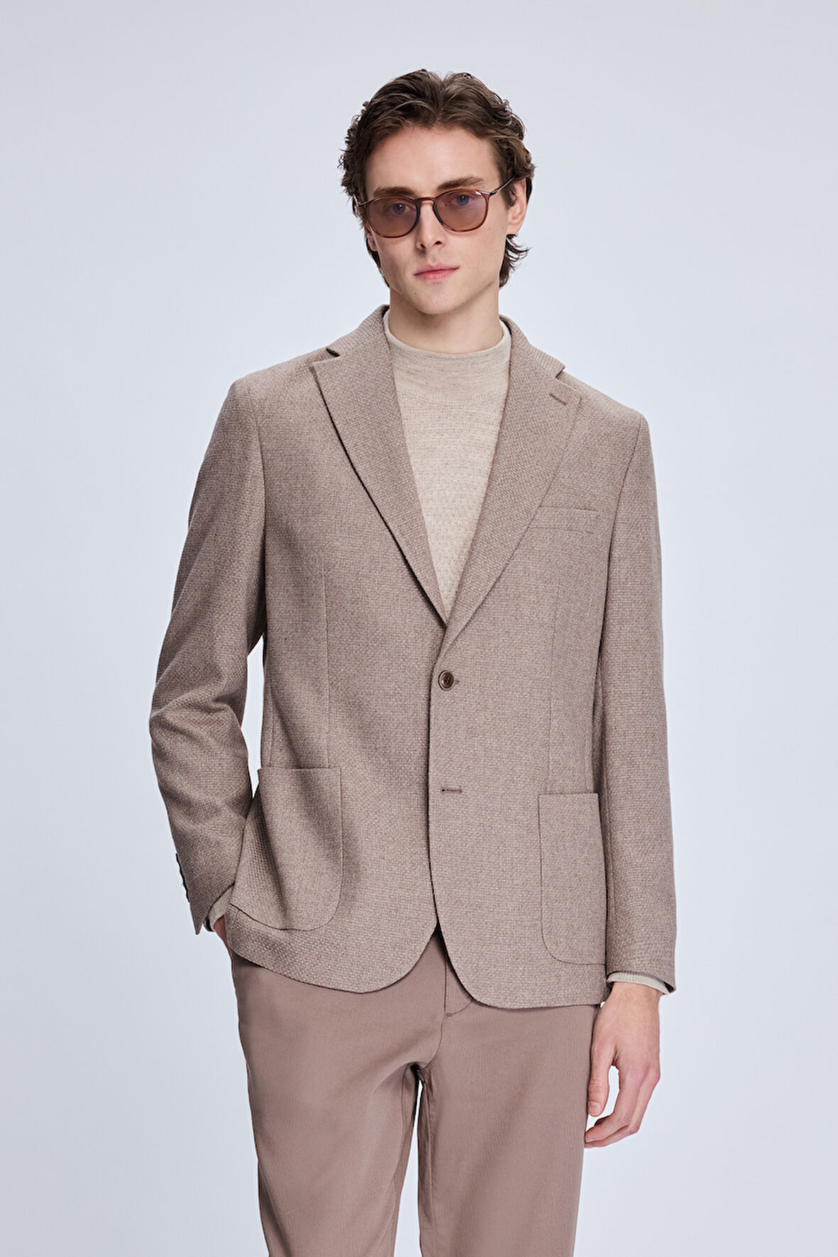 Vizon Comfort Fit Desenli Mono Yaka Desenli Ceket | 48