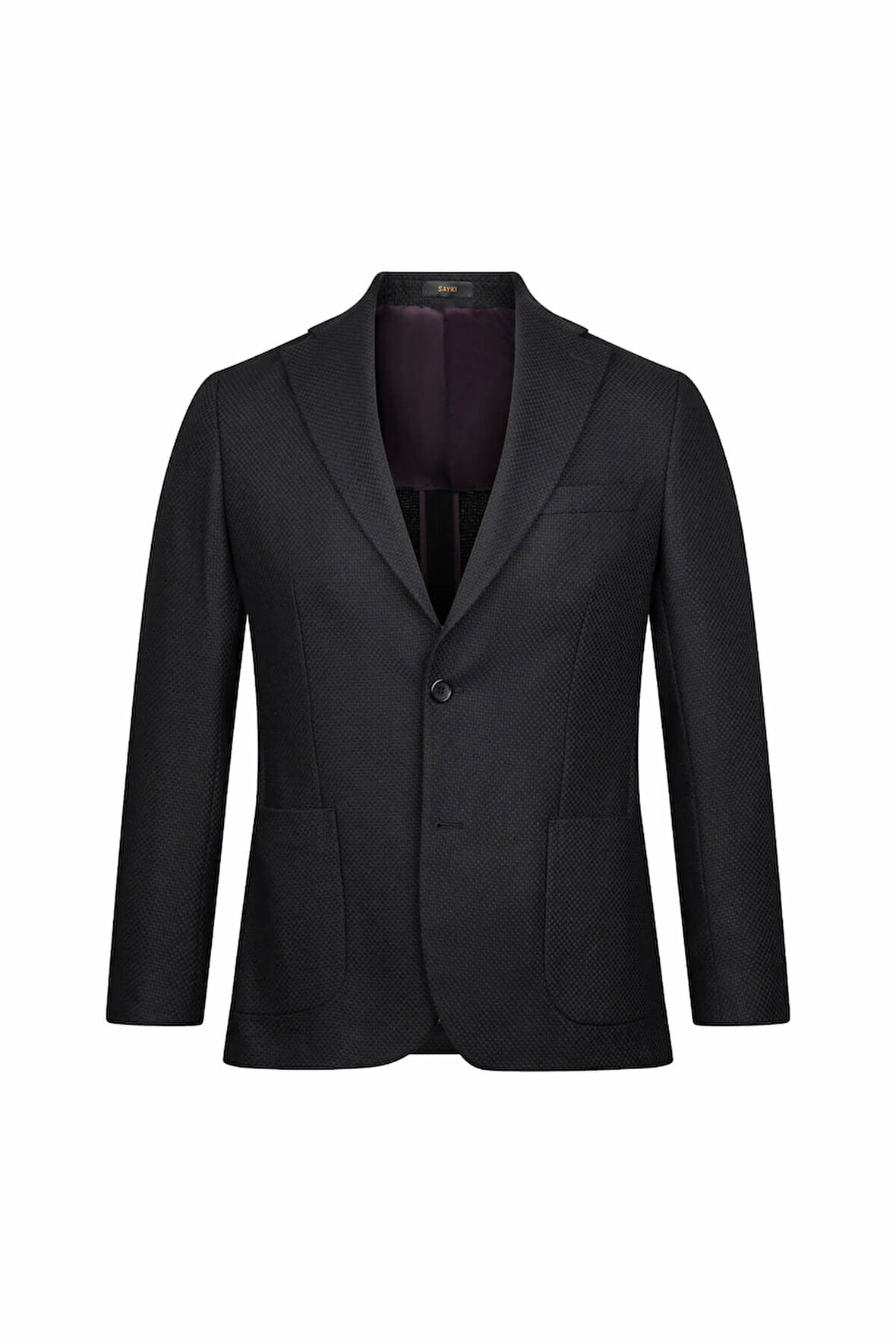 Siyah Comfort Fit Mono Yaka Yünlü Klasik Ceket | 48