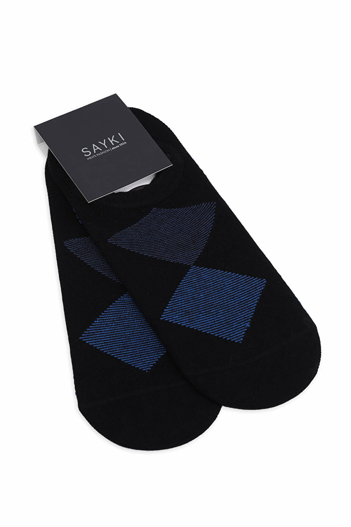 Siyah İkili Desenli Pamuklu Babet Çorap | STD