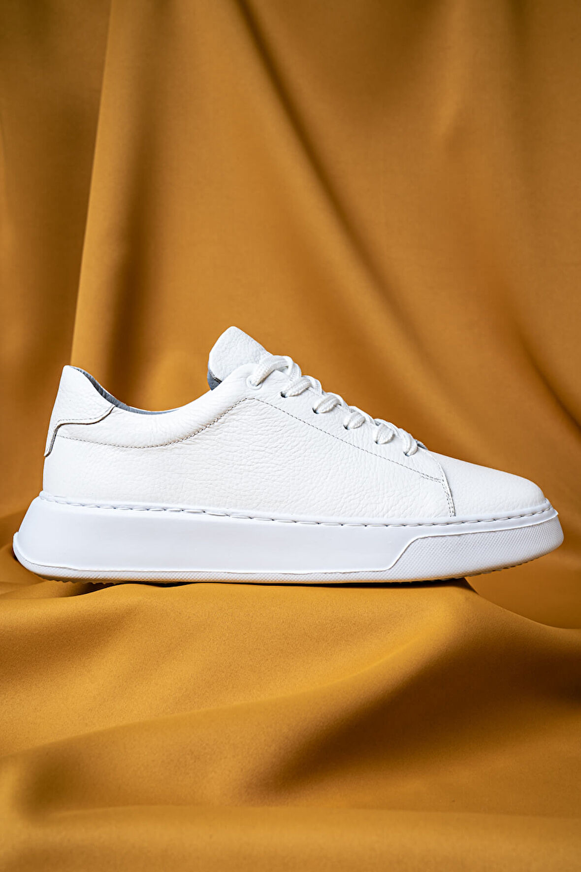 Beyaz Casual Bağcıklı Deri Sneakers | 42
