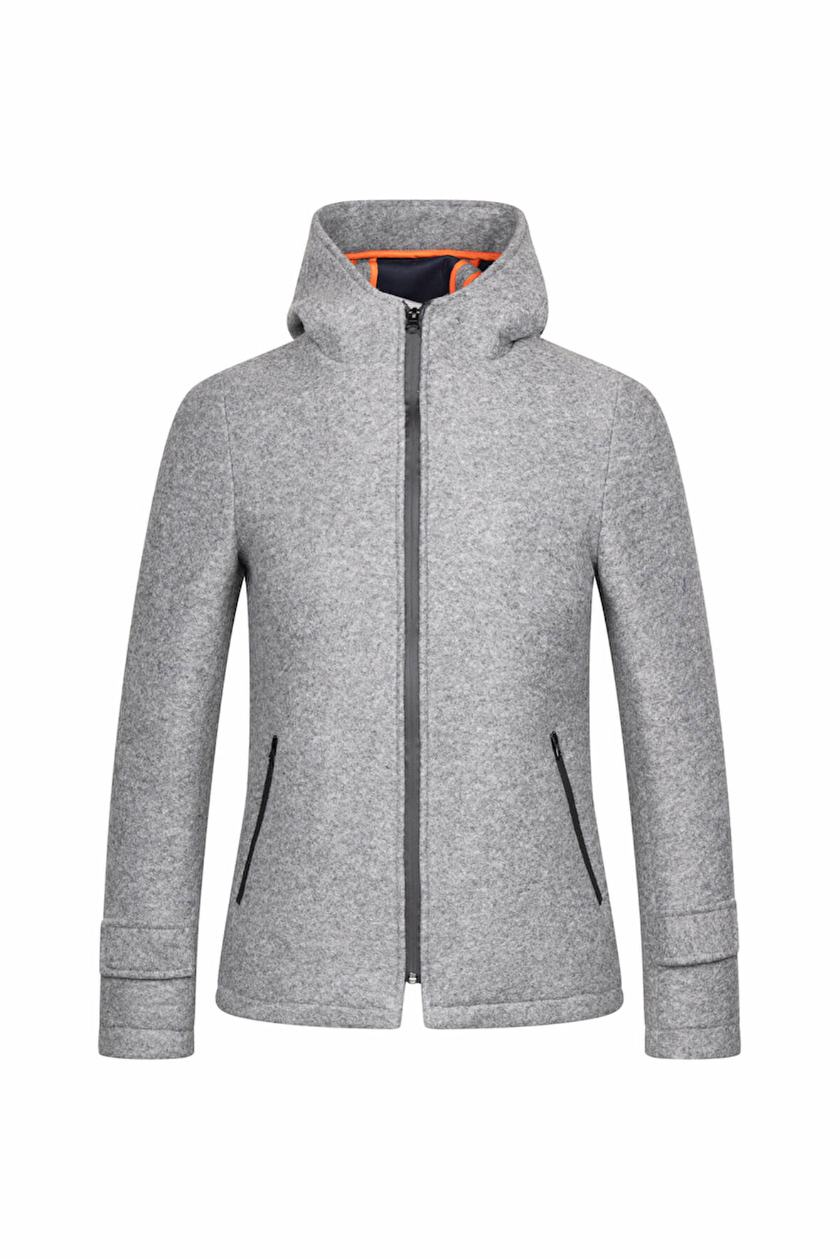 Gri Regular Fit Hakim Yaka Kapüşonlu Yünlü Kaşe Mont | XL