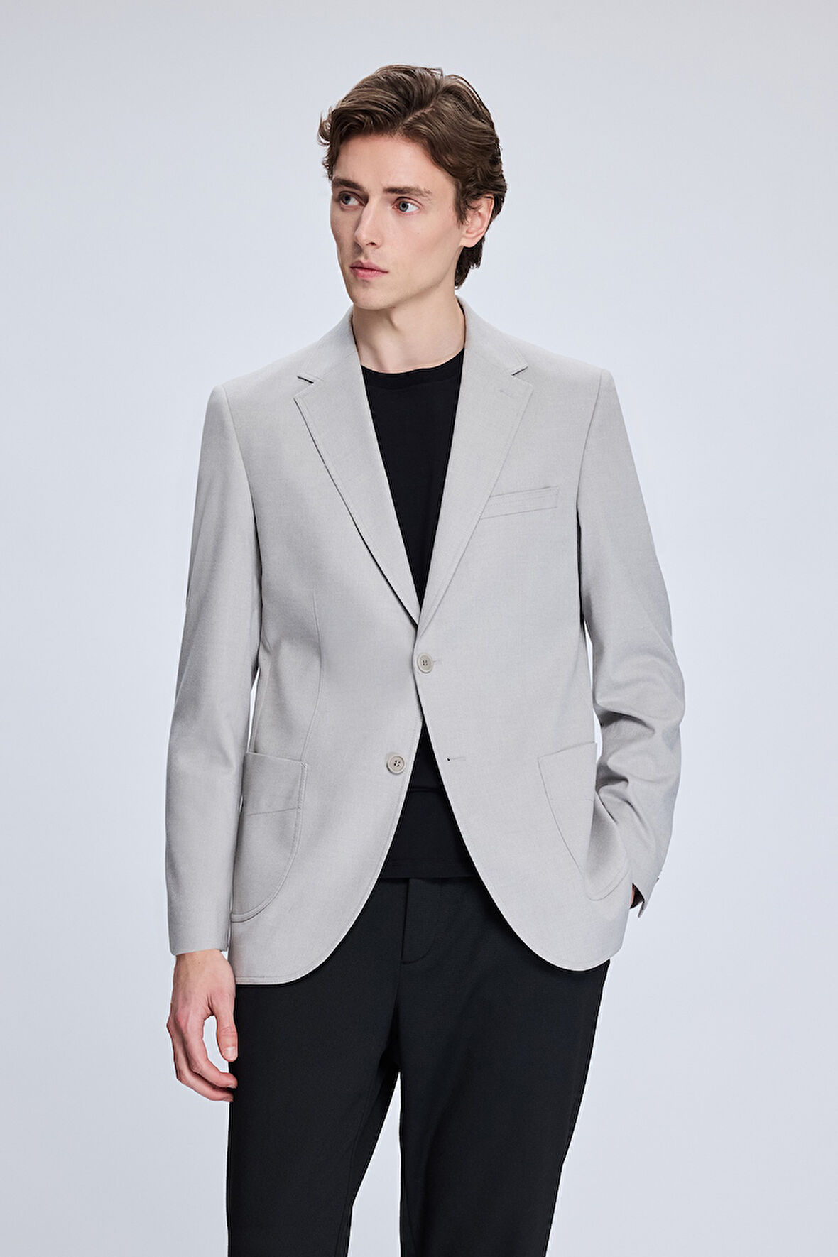Gri Slim Fit Mono Yaka Casual Ceket | 56