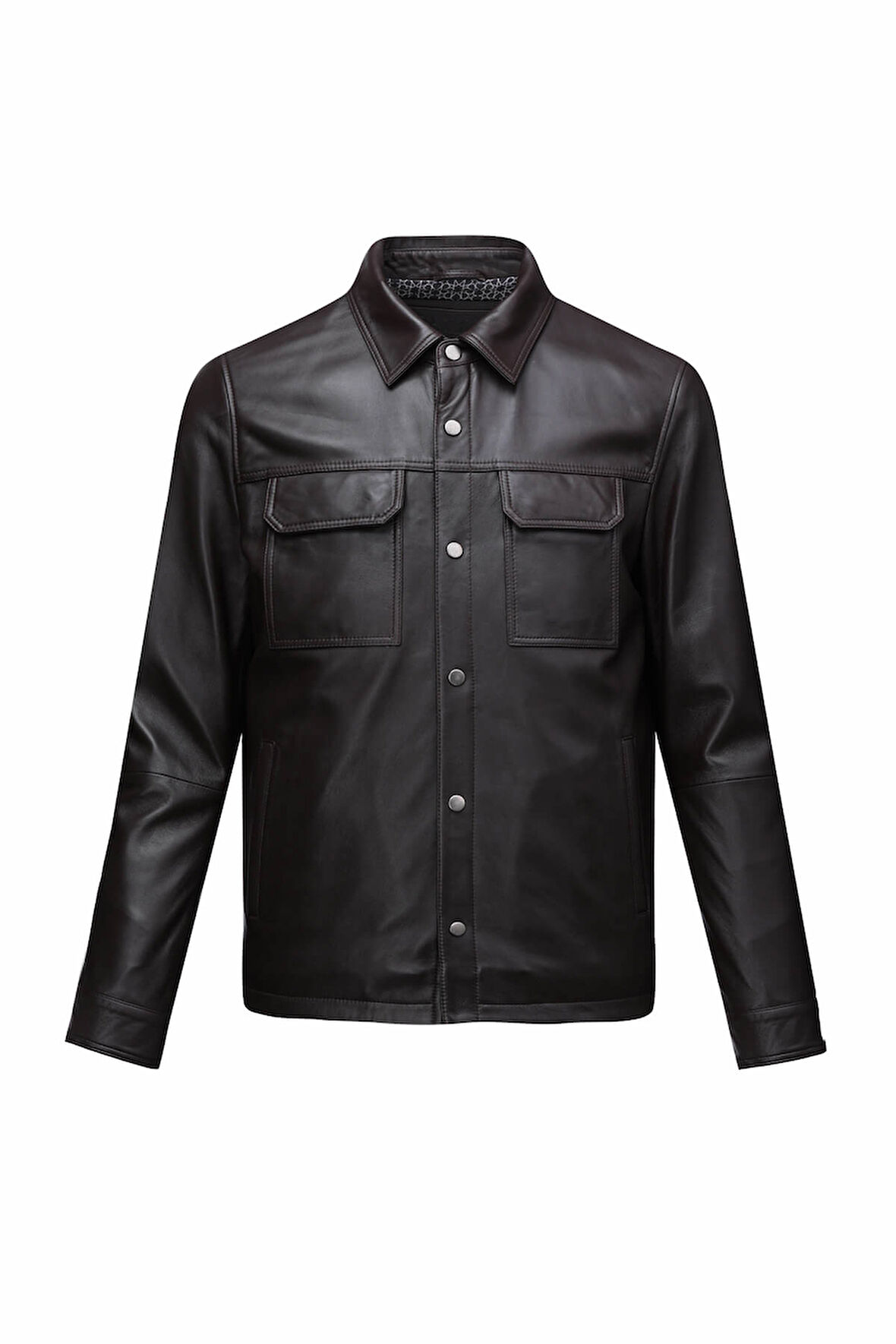 Kahverengi Regular Fit Bebe Yaka 100% Hakiki Deri Mont | L