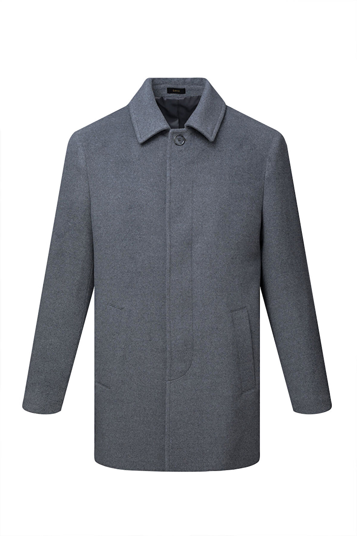 Gri Regular Fit Bebe Yaka Yünlü Kaşe Palto | XL