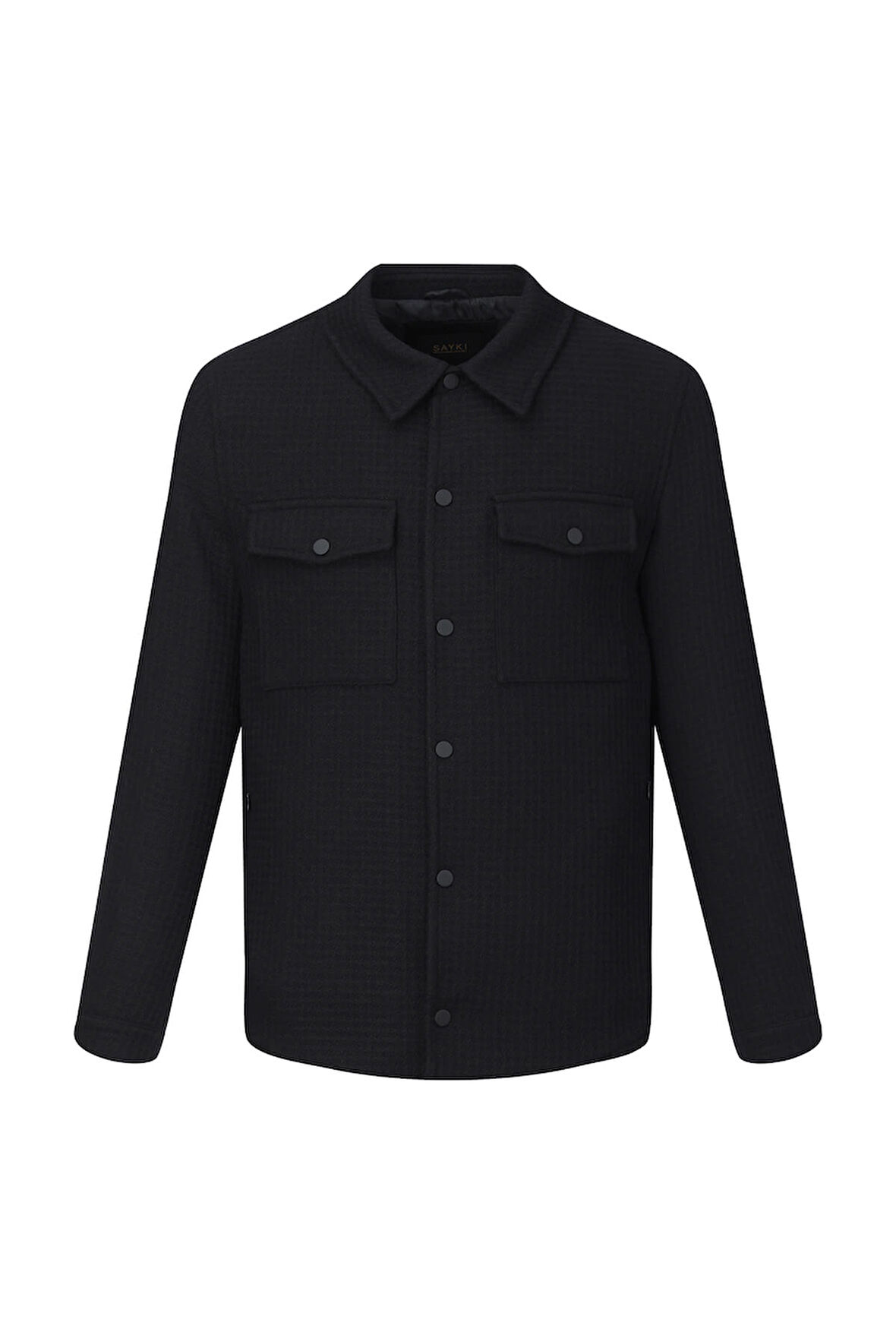 Siyah Regular Fit Hakim Yaka Yünlü Kaşe Mont | XL