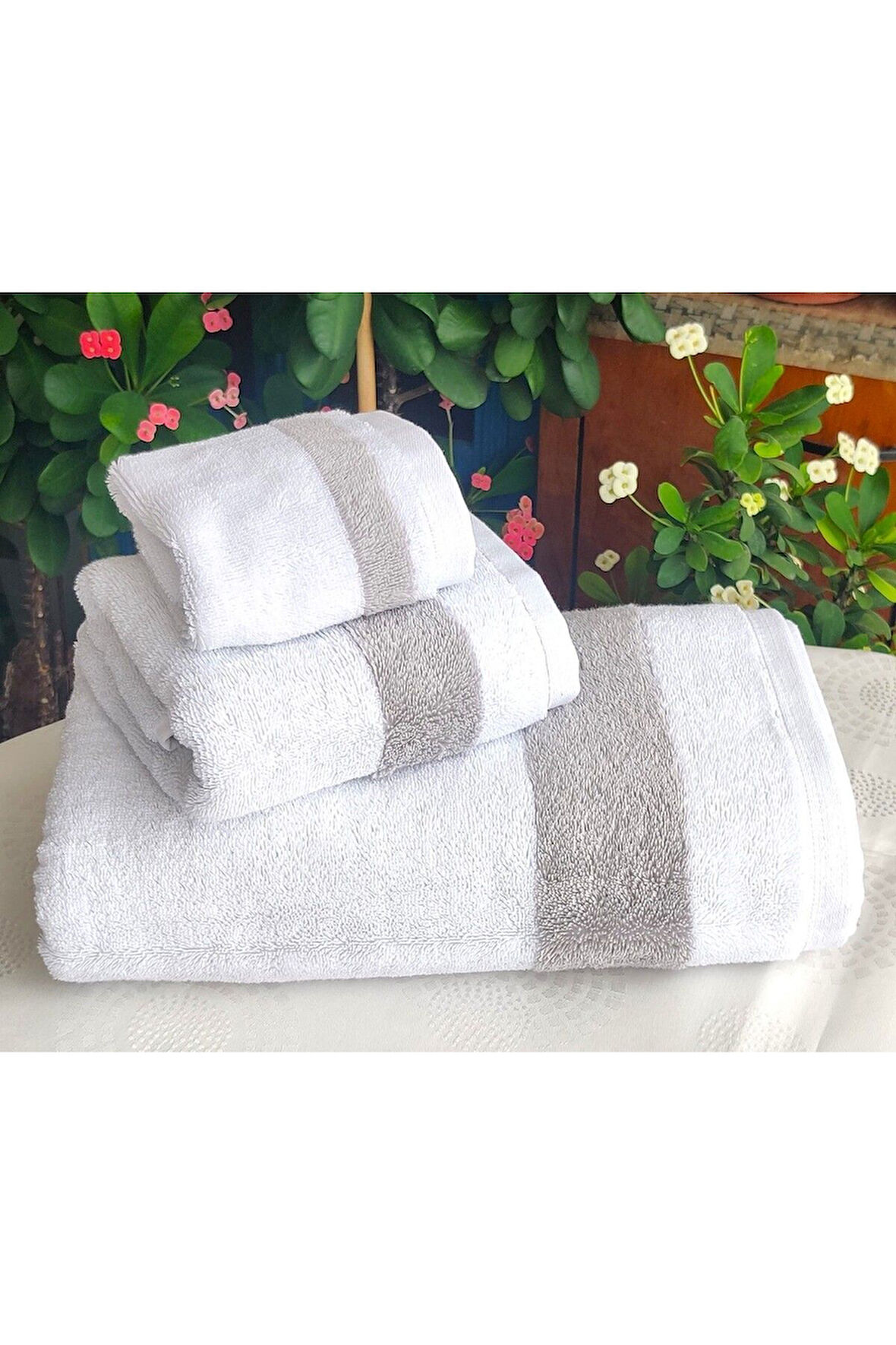 (3.LÜ LÜKS BANYO SET) Hediyelik, Çeyizlik, Özel Üretim Çift Yön-renk Banyo, Baş, El Havlu Set