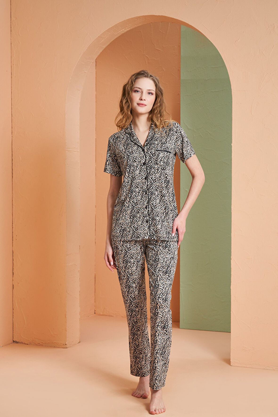 PJS Kadın Boy Düğme Pijama Takımı 27034 