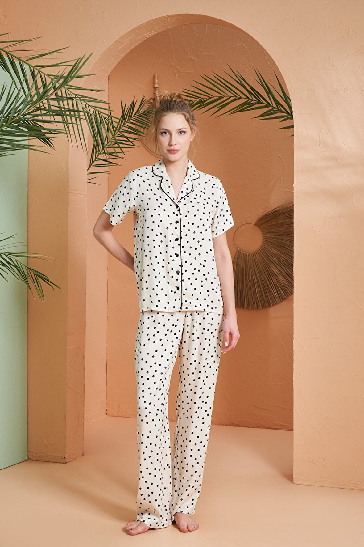 PJS Kadın Boy Düğme Pijama Takımı 27085 