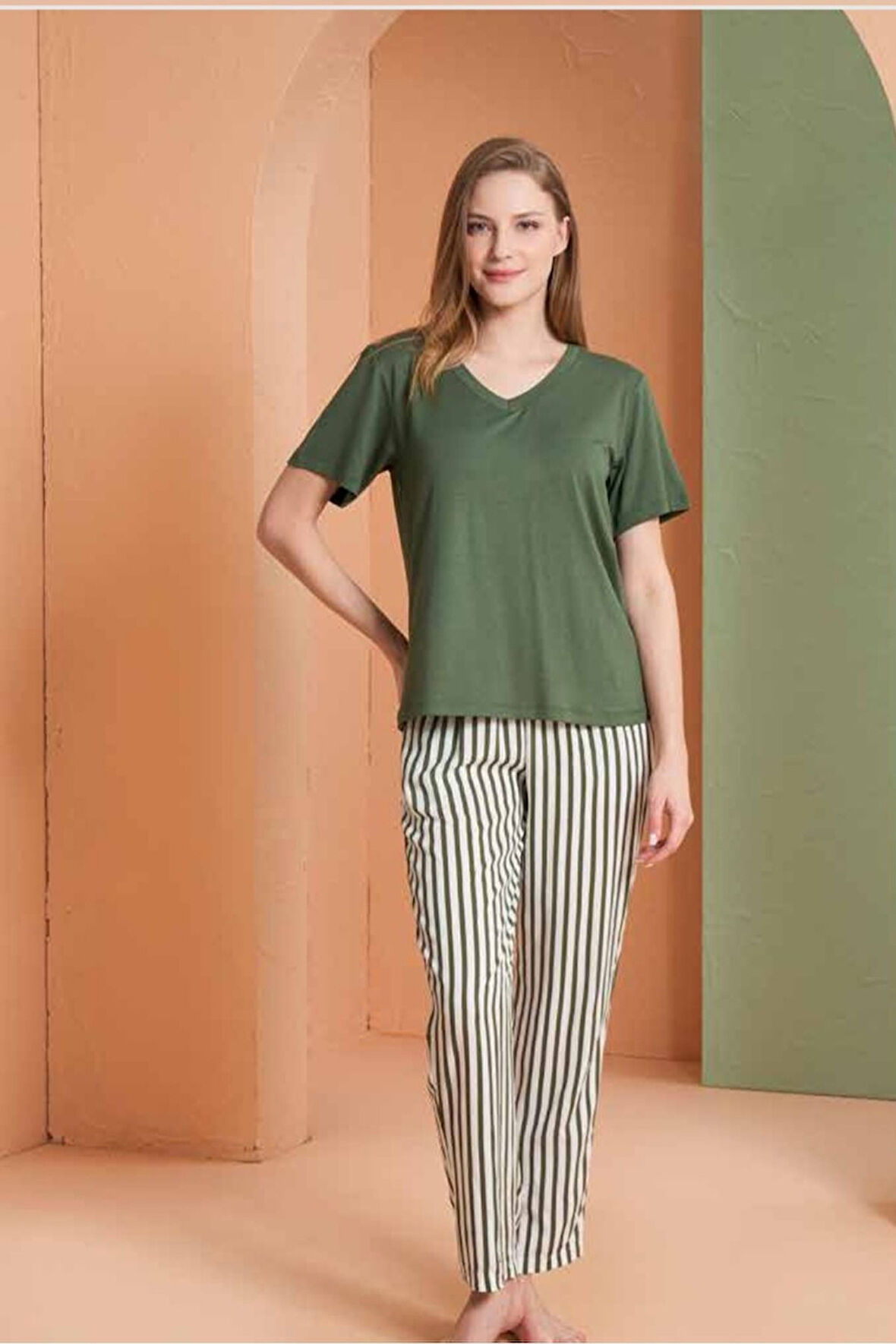 PJS Kadın V Yaka Pijama Takımı 27127 