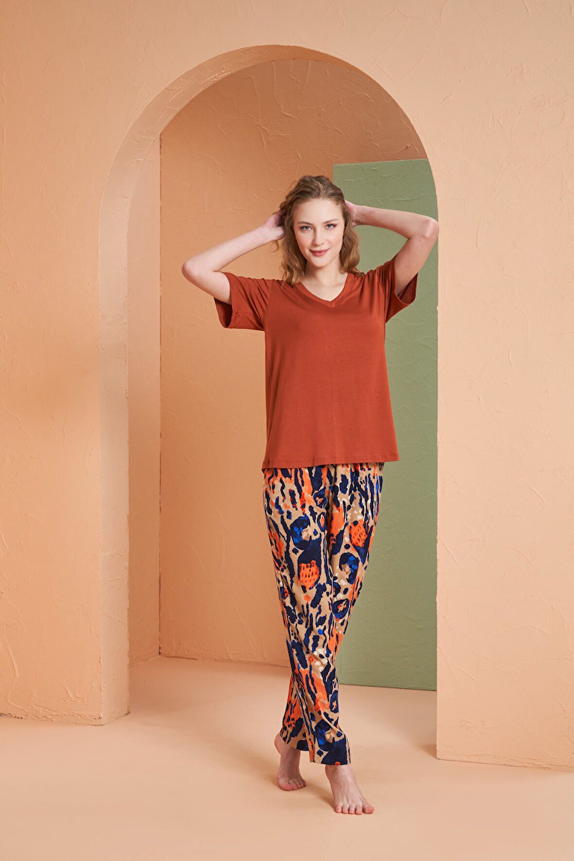 PJS Pijama Kadın V Yaka Pijama Takımı 27131 