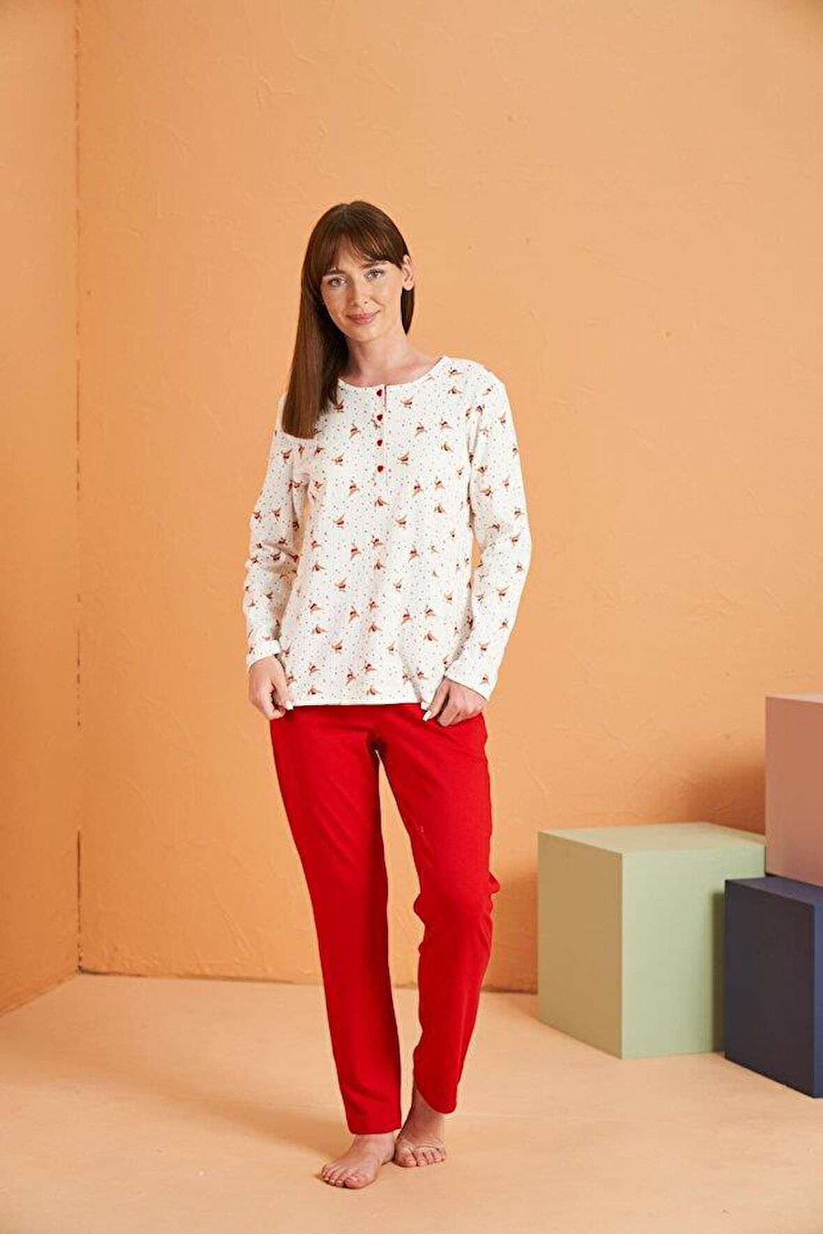 PJS Kadın Ekru Pijama Takımı 28060 