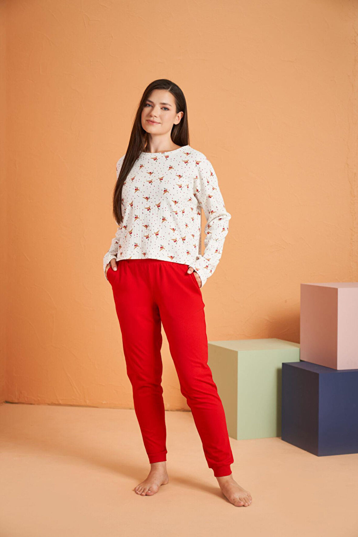 PJS Kadın Ekru Pijama Takımı 28061 