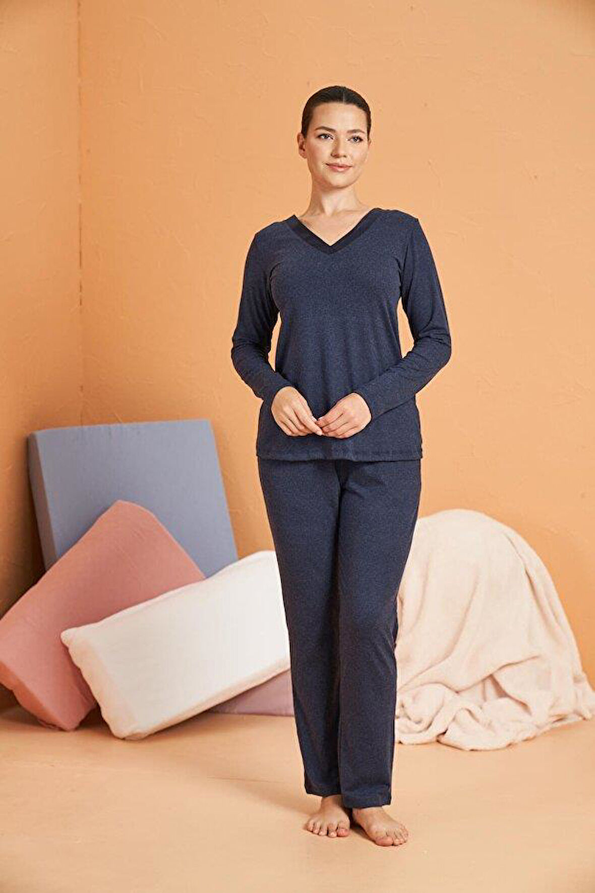 PJS Kadın Lacivert Pijama Takımı 28091 