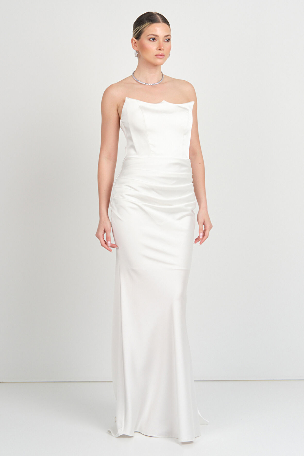 Carmen Kadın Straplez Maxi Boy Abiye Elbise 58565 Beyaz