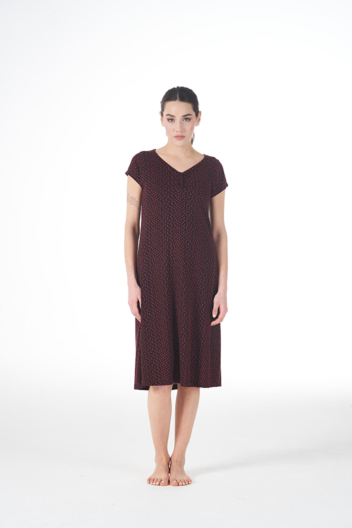 Kadın Yazlık Desenli Kısa Kollu Lycra Viskon Günlük Elbise