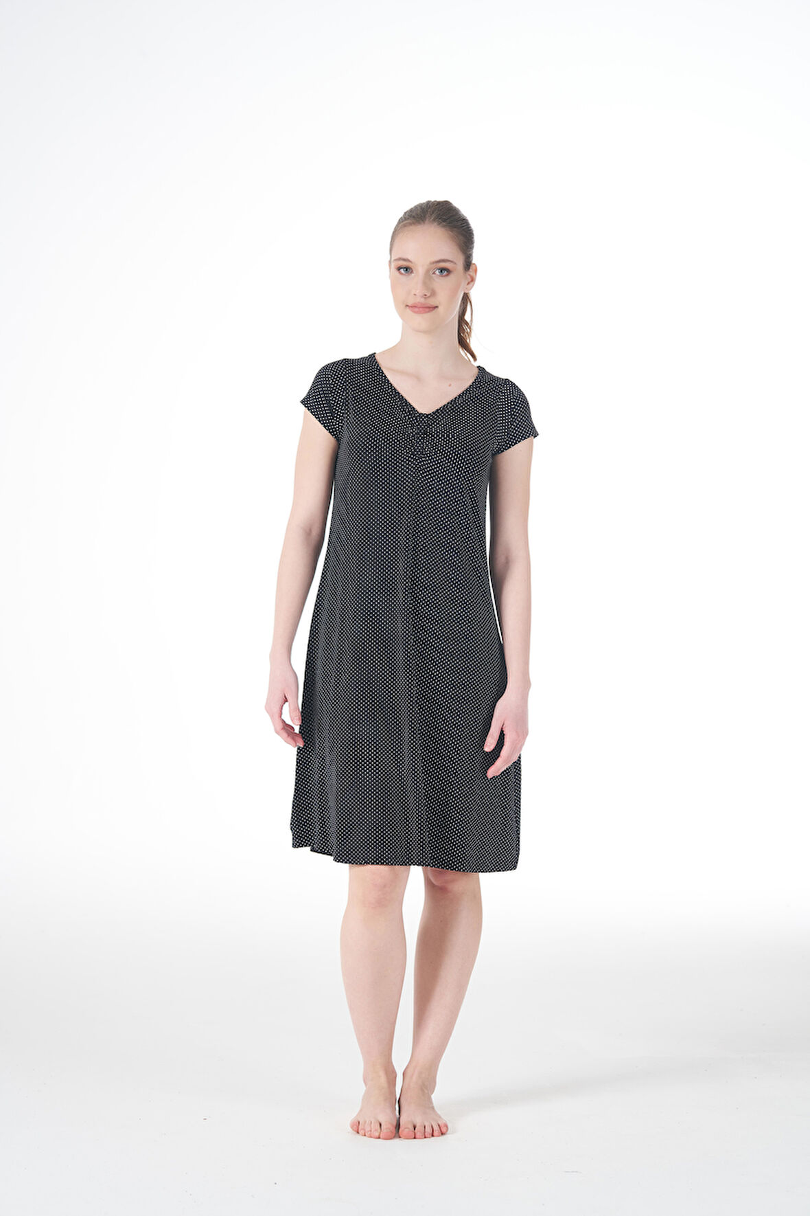 Kadın Yazlık Desenli Kısa Kollu Lycra Viskon Günlük Elbise