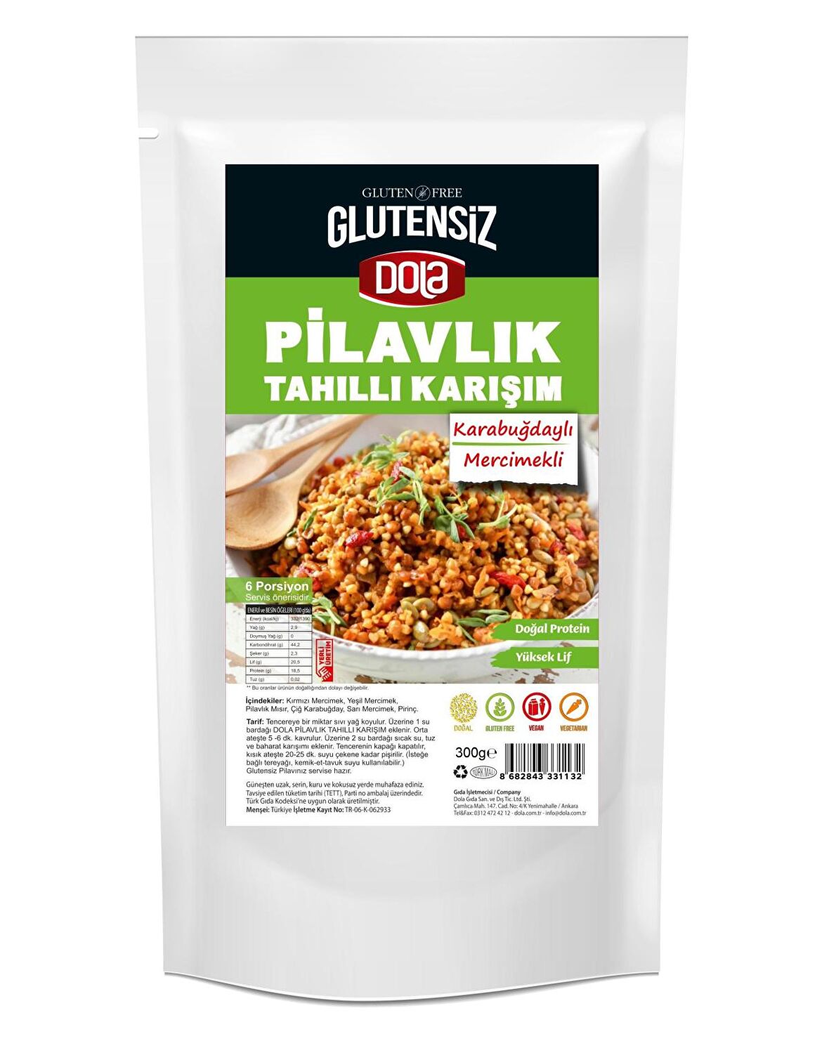 Dola Glutensiz Tahıllı Pilavlık Bulgur 300 gr Karabuğdaylı Mercimekli Karışımı