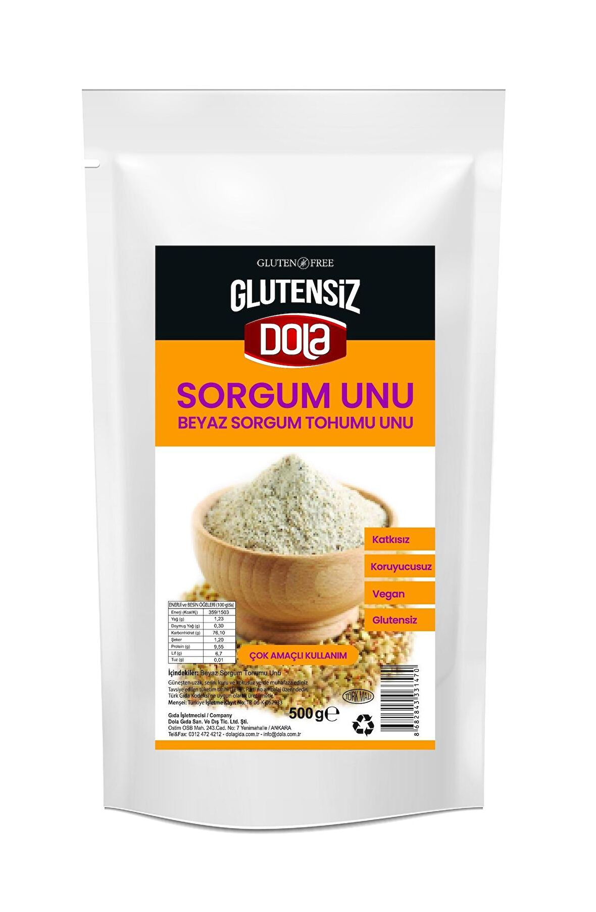Dola Glutensiz Beyaz Sorgum Unu 500 Gr