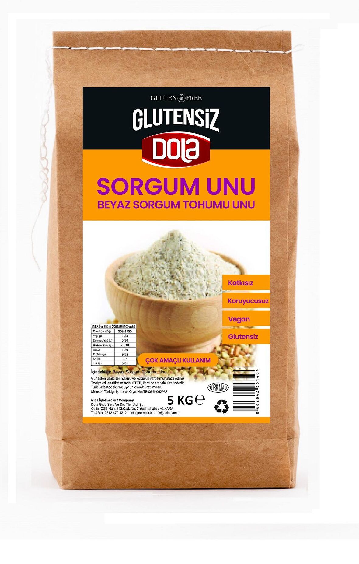 Dola Glutensiz Beyaz Sorgum Unu 5 KG