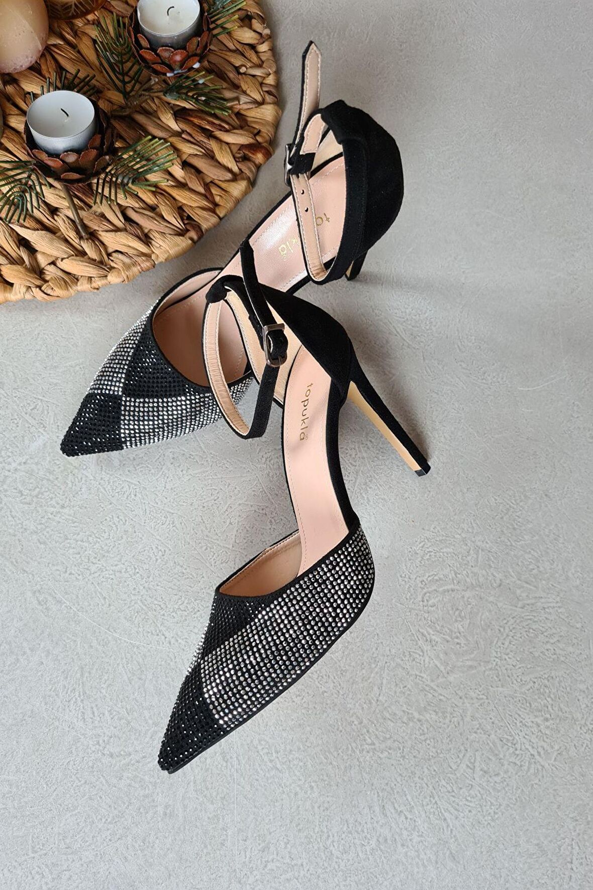 KADIN ABİYE 10CM TAŞLI AYAKKABI 036 4179