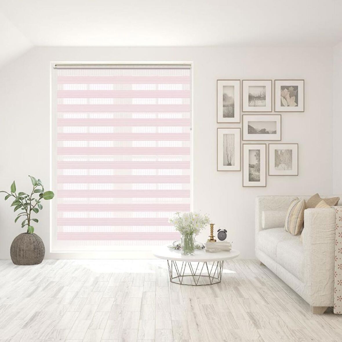 Stor Zebra Perde Modern Bej Geniş Jakar Desenli Piliseli 1.Kalite Dekoratif Kornişe Kolay Montaj