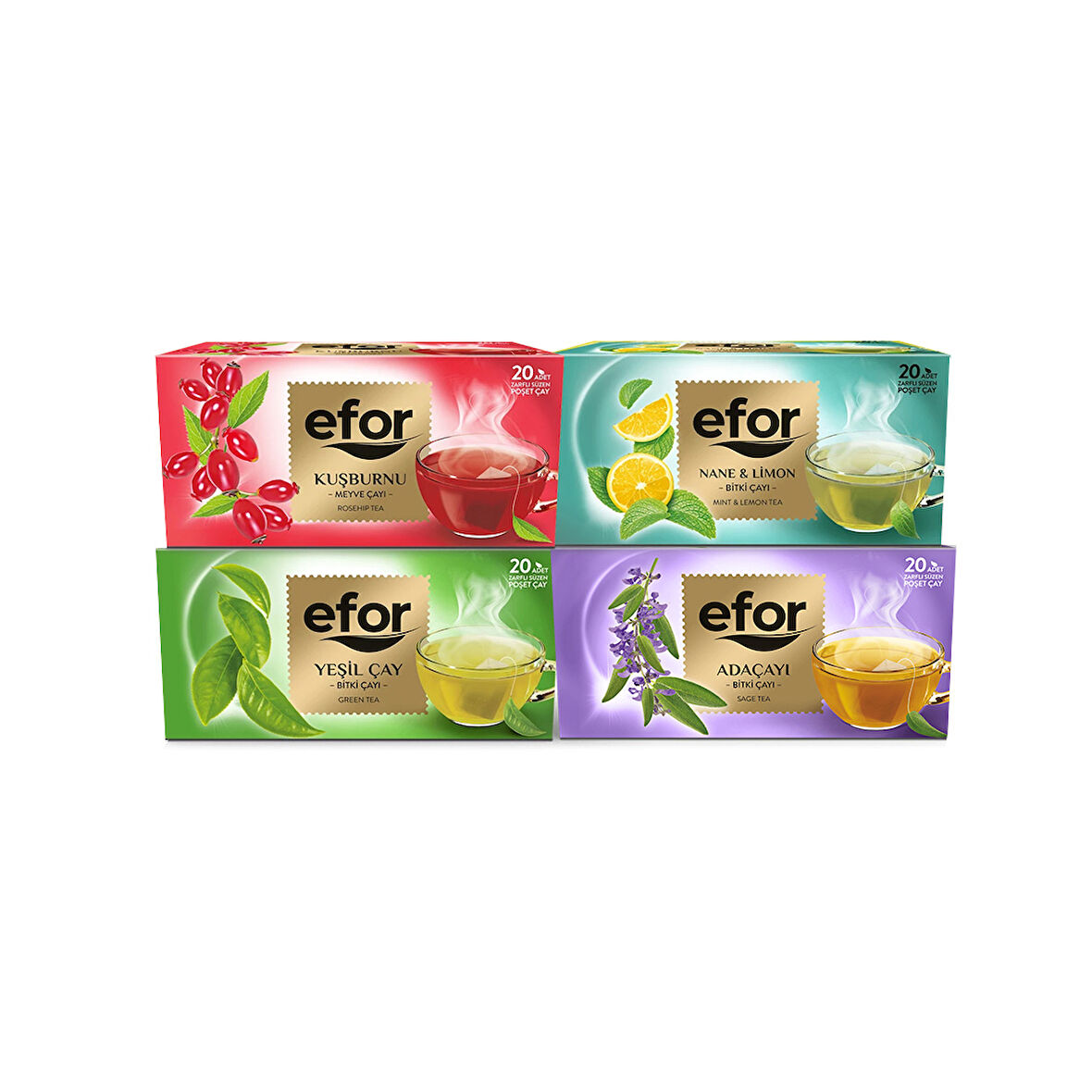 Efor Çay Meyve Çayları-Kırmızı Yeşil Koleksiyon-Set