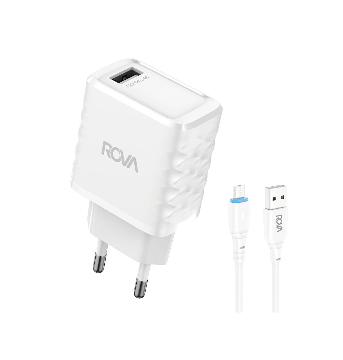 Rova SB114M A Giriş 2.4A Micro Kablolu Şarj Başlığı 12W - KVK Teknik Servis Garantili