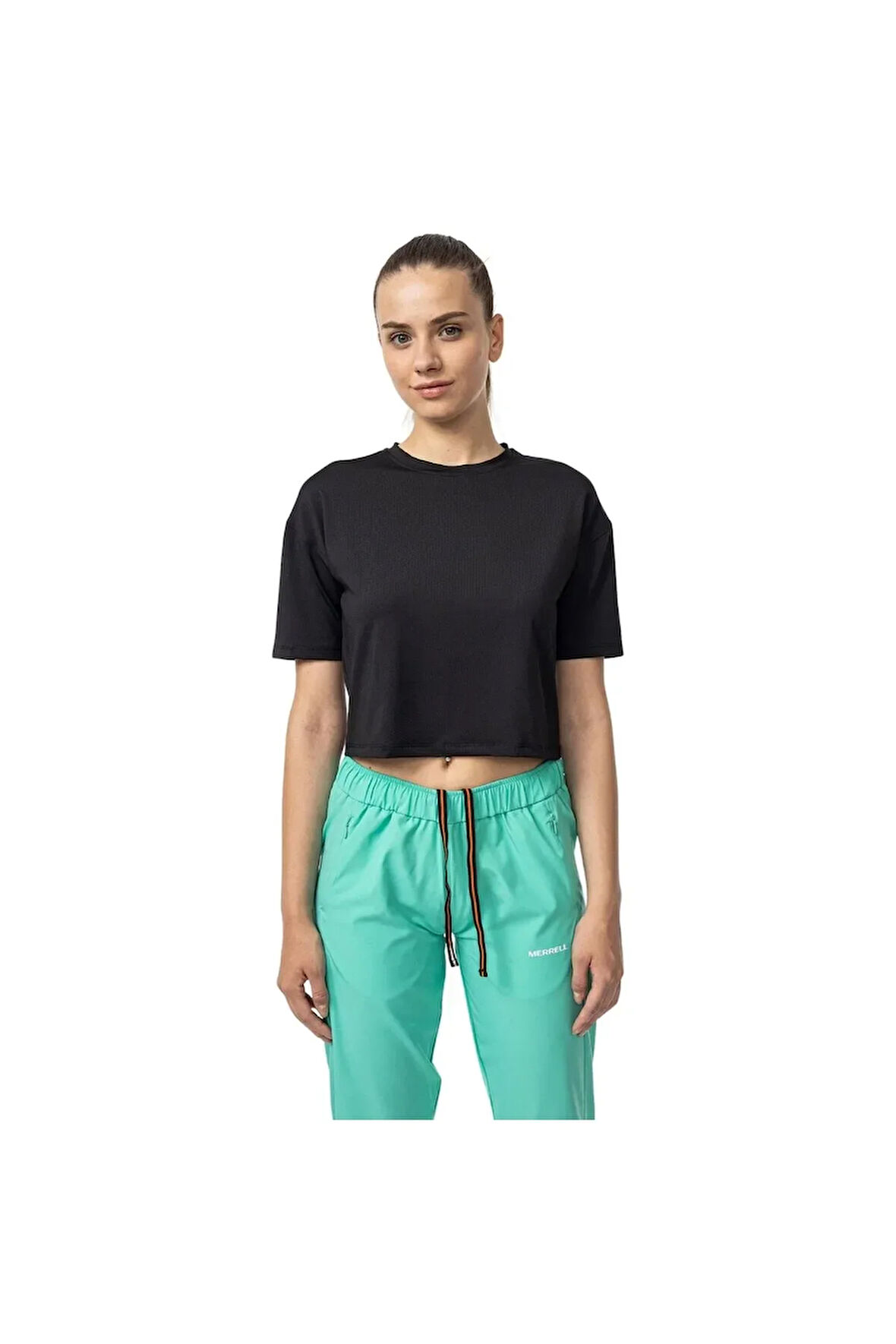 Tati Kadın Siyah Koşu Tişört ERKEK KOŞU t-shirt M5TATIW