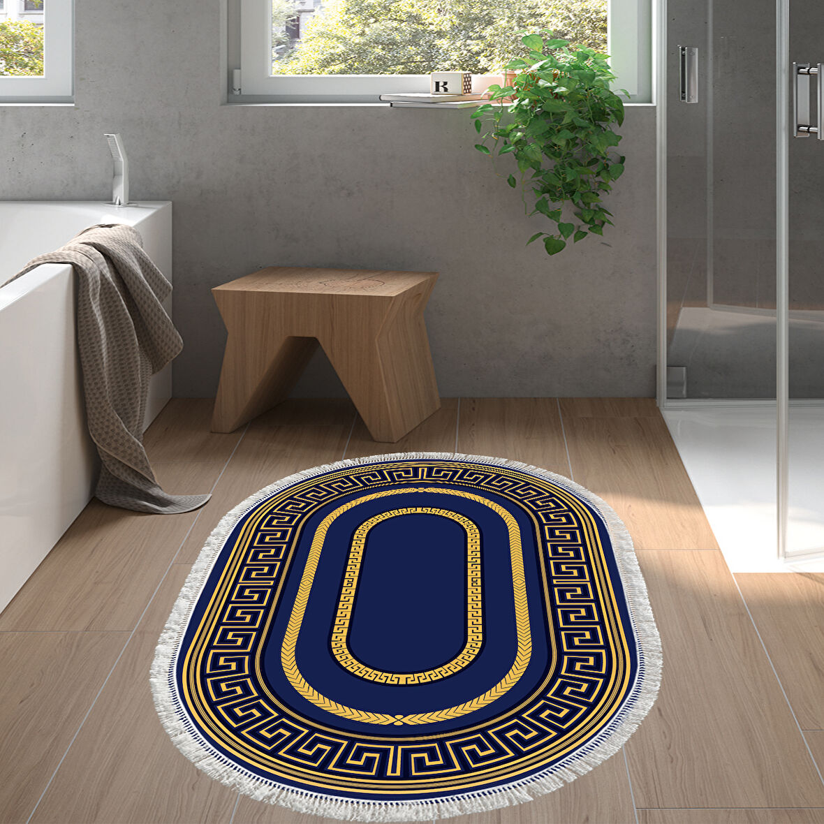 Eko Trend Djt Banyo Paspası Yıkanabilir Kaymaz Taban 651M Oval Modern