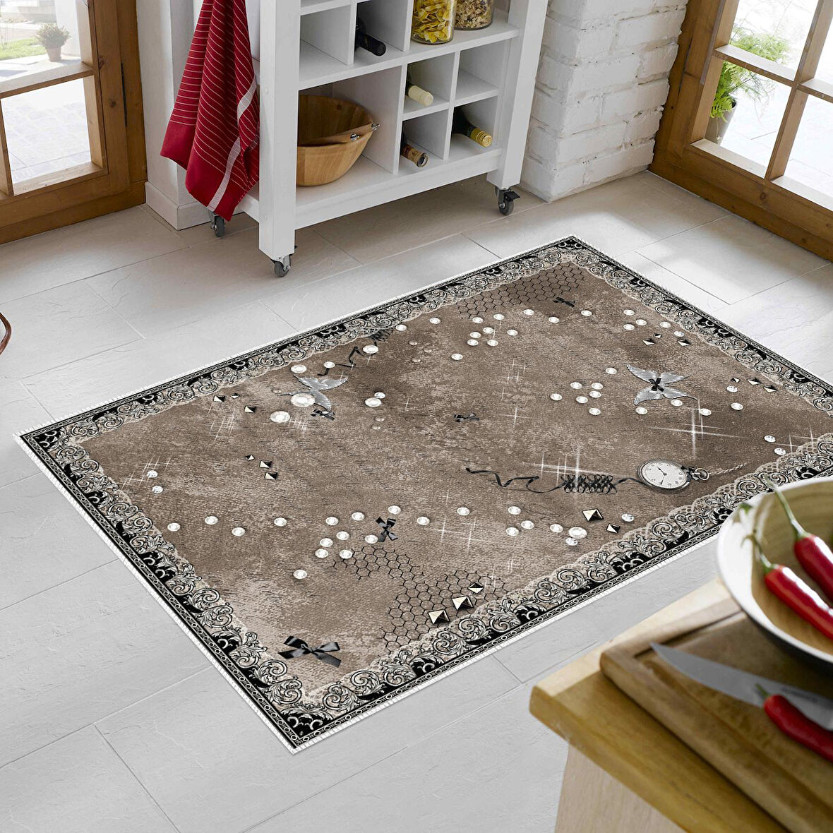 Alanur Trend Keçe Tabanlı Mutfak Halı Mu118