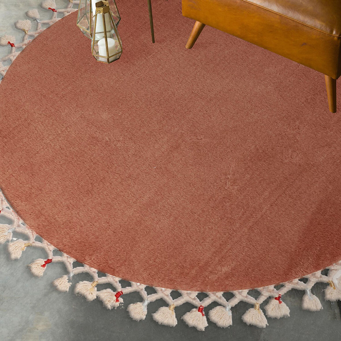 Rex Puffy Pelüş Hali Yuvarlak Halı