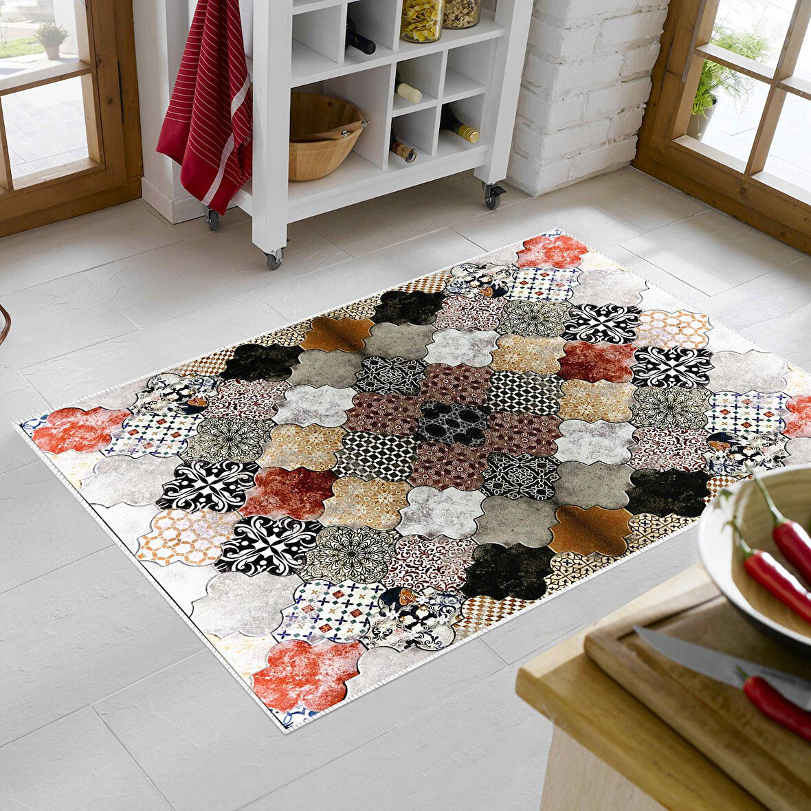 Alanur Trend Keçe Tabanlı Mutfak Halı Mu120