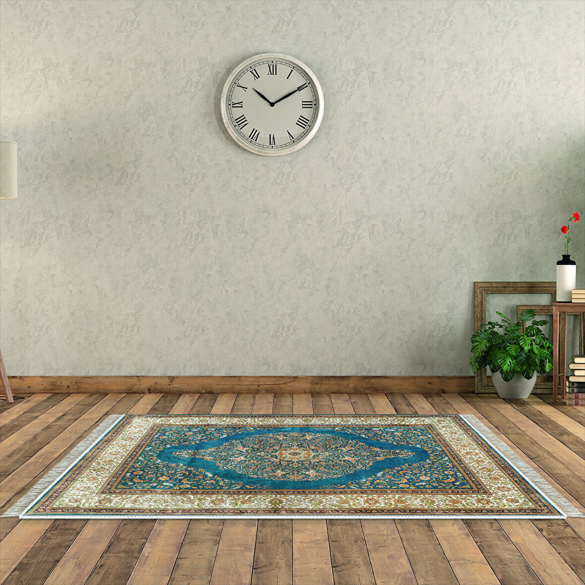 Alanur Star Kaymaz Pamuk Tabanlı Saçaklı Dijital Halı