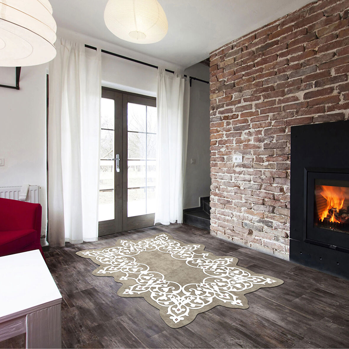 Açelya Lazer Kesim Kaymaz Taban Dijital Baskı Halı St600143Kr