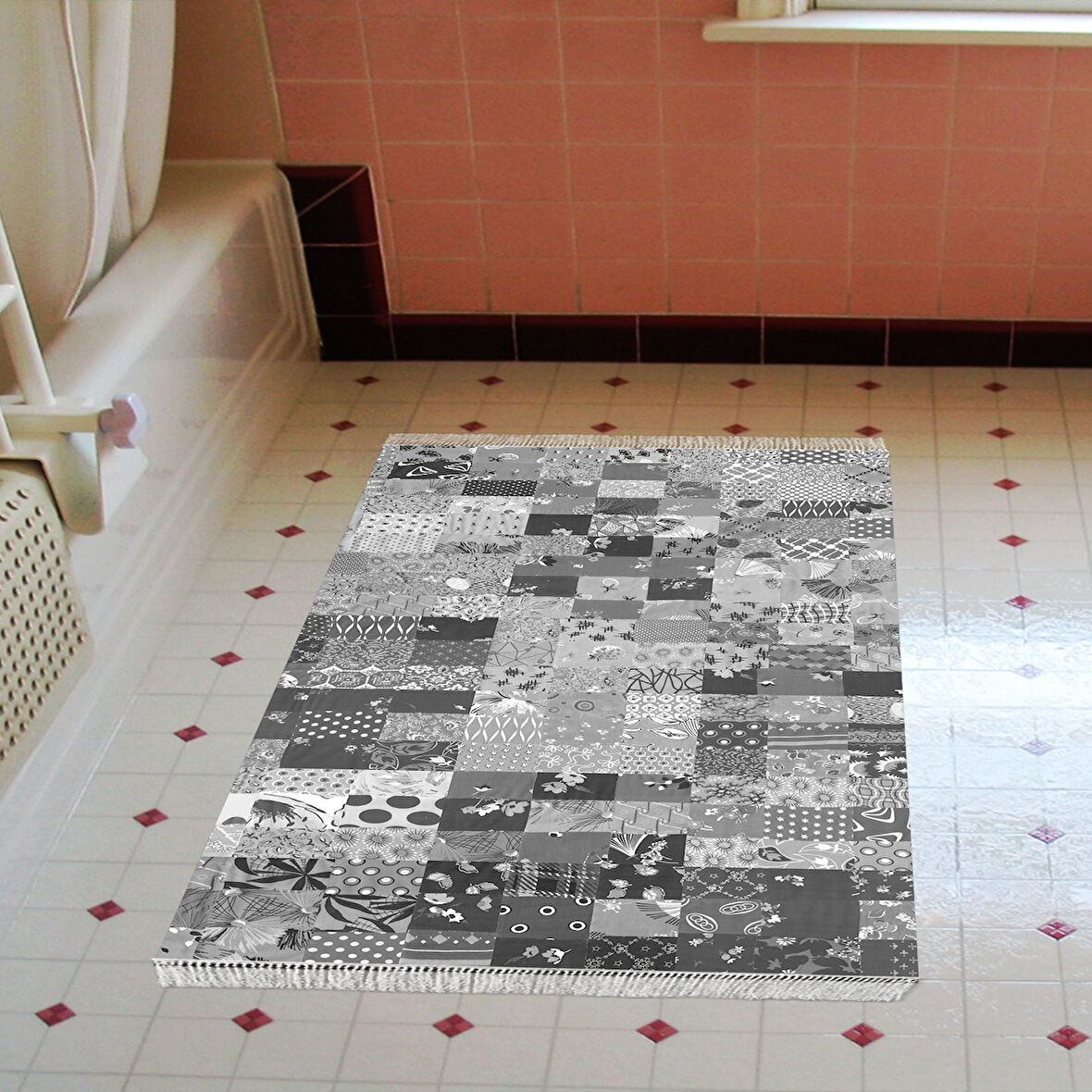 Eko Trend Djt Banyo Paspası Yıkanabilir Kaymaz Taban Mu148 Patchwork