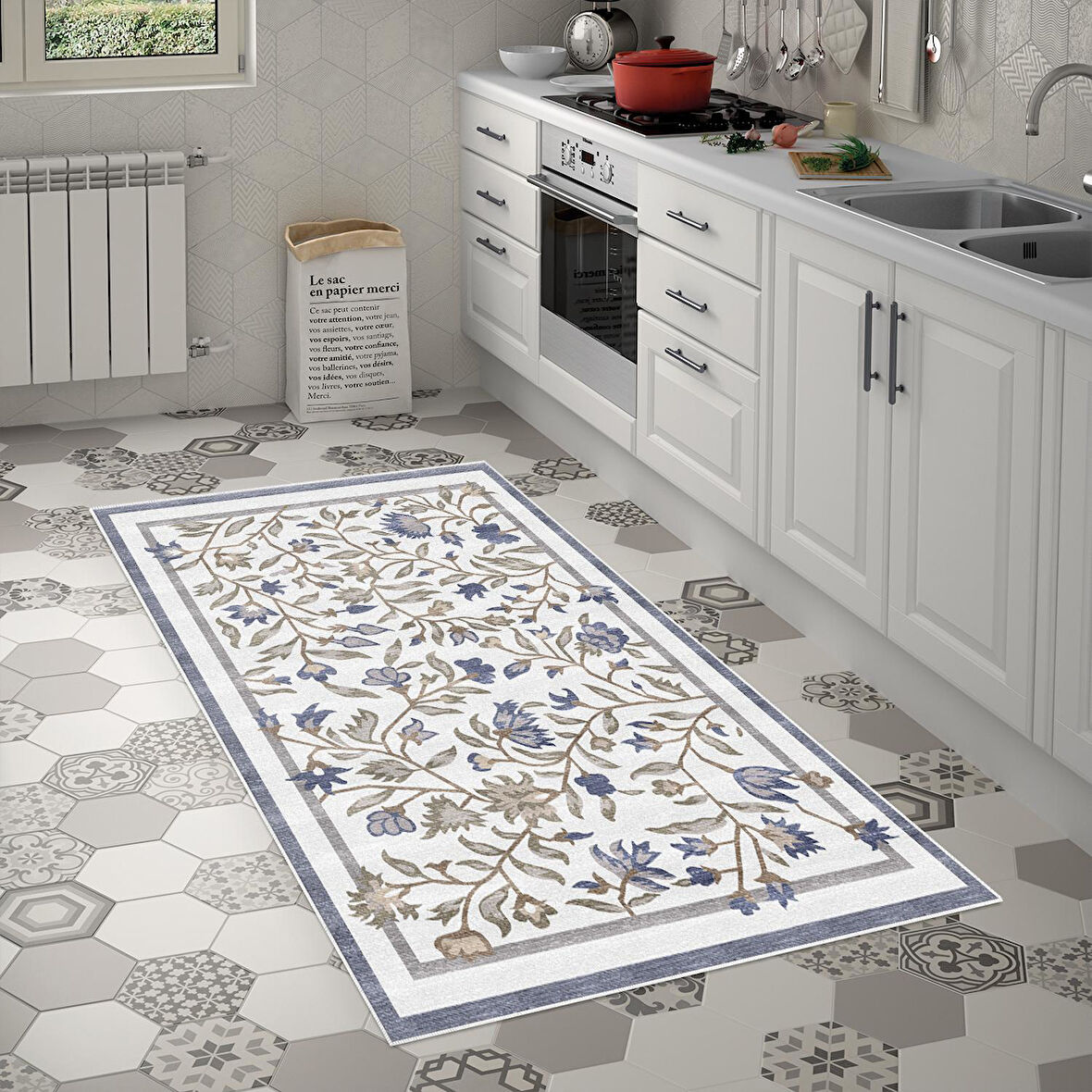 Alanur Trend Keçe Tabanlı Mutfak Halı Mu106