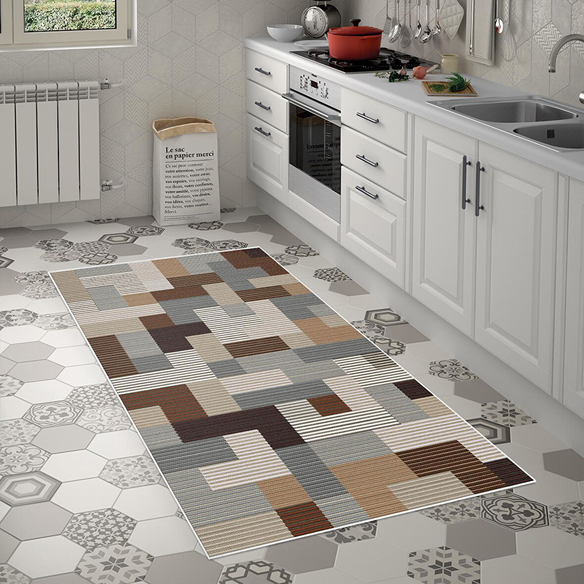 Alanur Trend Keçe Tabanlı Mutfak Halı Mu113