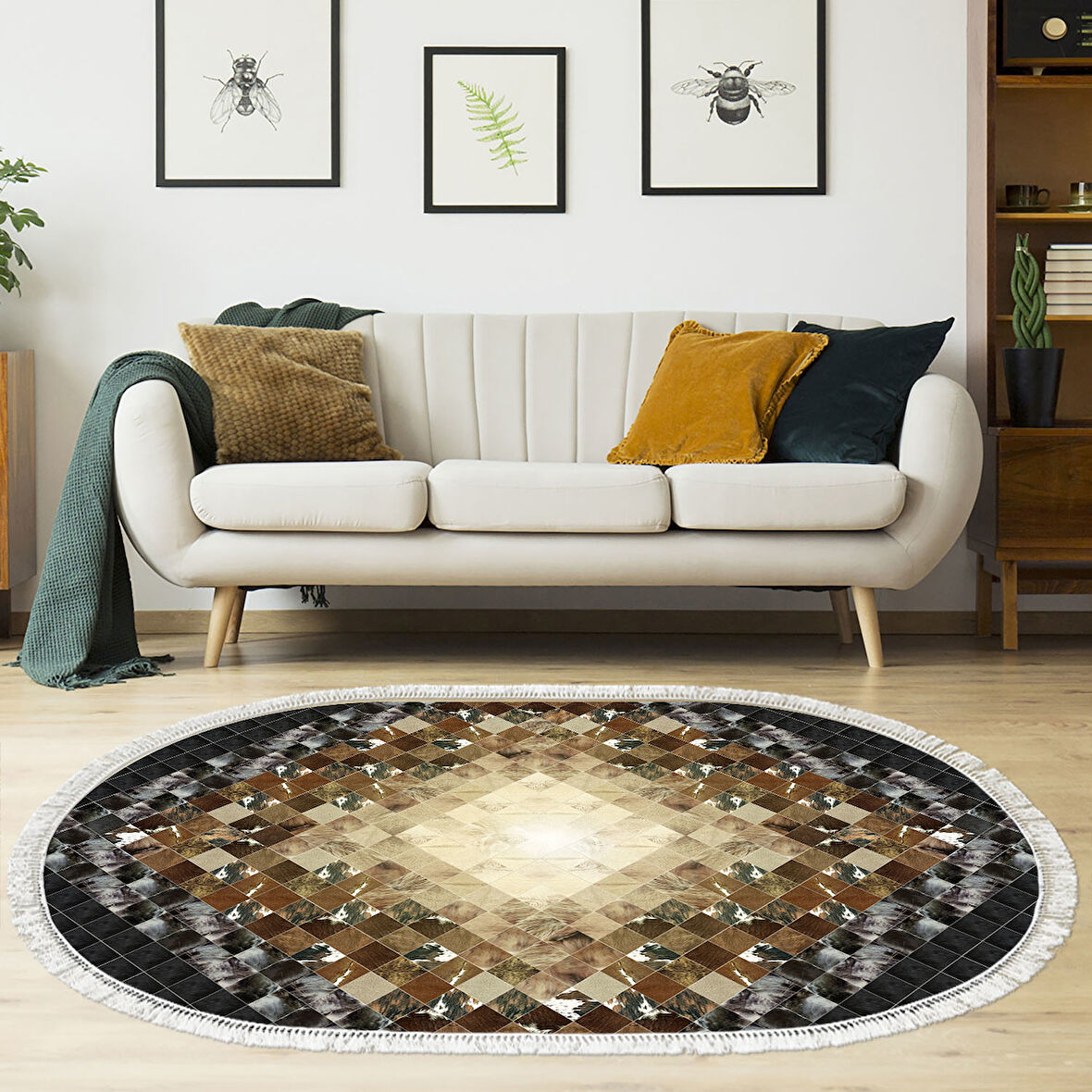 Eko Trend Djt Halı Yıkanabilir Kaymaz Taban 759 Oval Patchwork